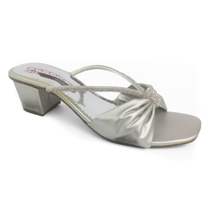 Embellished Straps Silver Heel Sandal