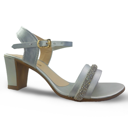 Party Wear Fancy Heel Sandal Silver