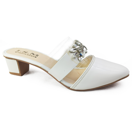 Half Cover Fancy Heel pumps White