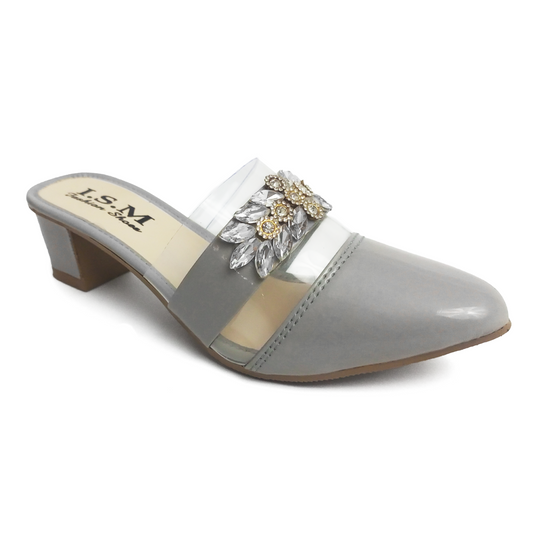 Half Cover Fancy Heel pumps Grey