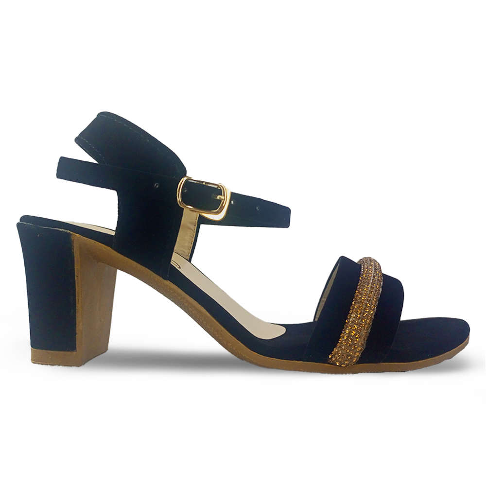 Velvet Black Fancy Heel Sandal