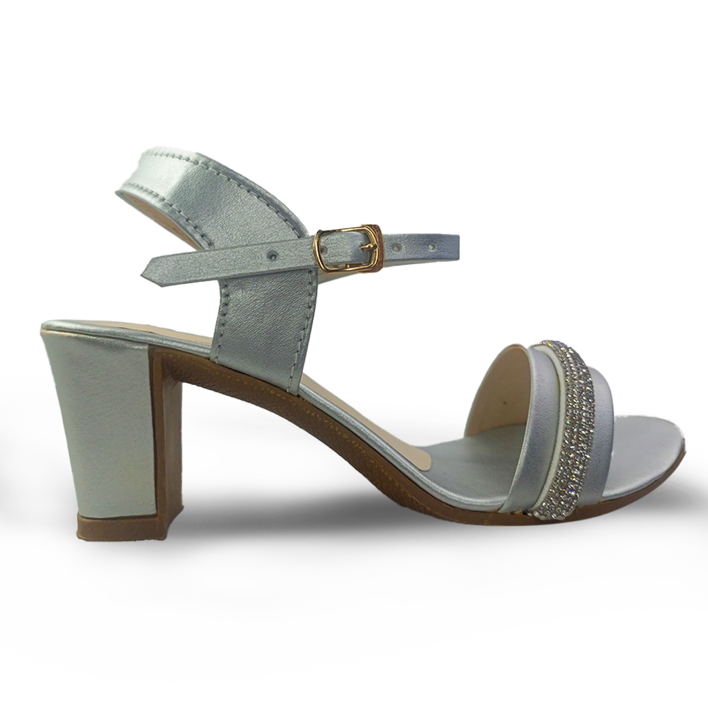 Party Wear Fancy Heel Sandal Silver