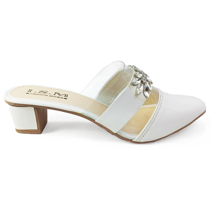 Half Cover Fancy Heel pumps White