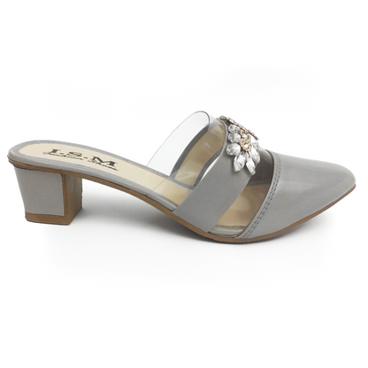 Half Cover Fancy Heel pumps Grey