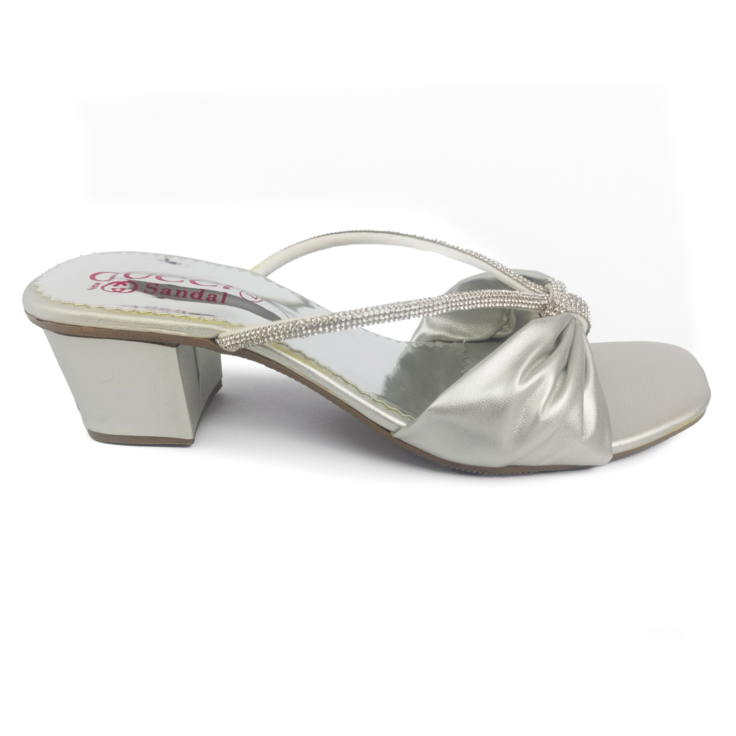 Embellished Straps Silver Heel Sandal