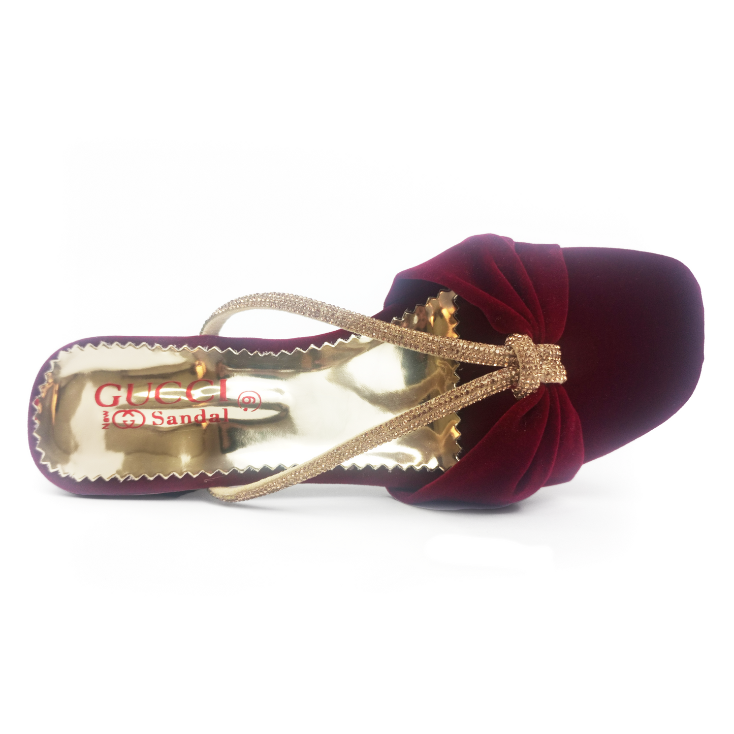 Maroon Embellished Straps Velvet Sandal