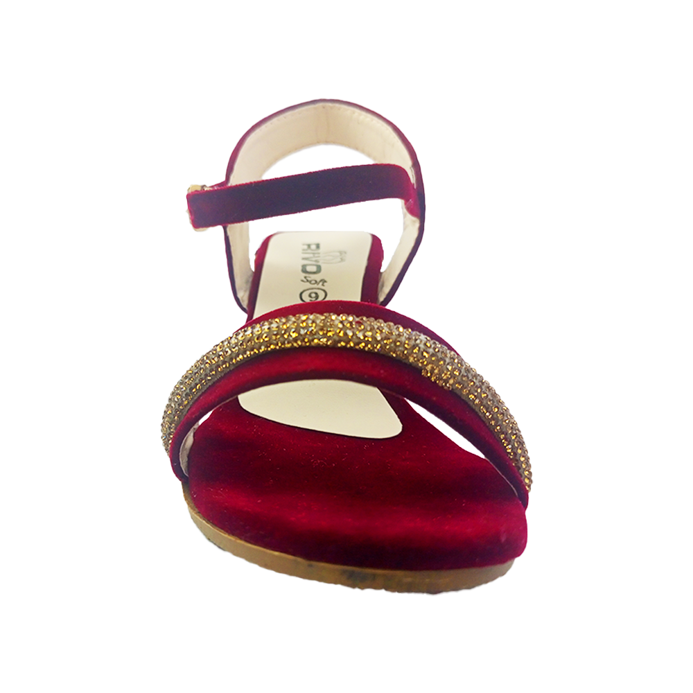 Velvet Maroon Fancy Heel Sandal