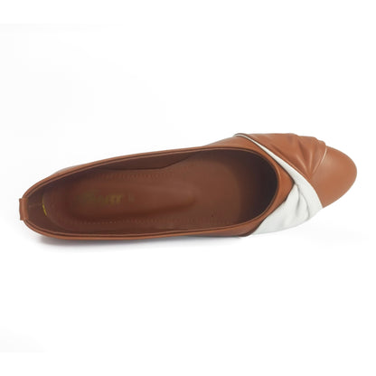 Comfortable Women Flat Suede Pumps in Brown