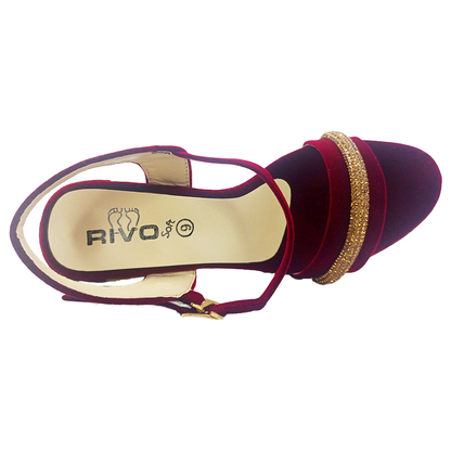 Velvet Maroon Fancy Heel Sandal