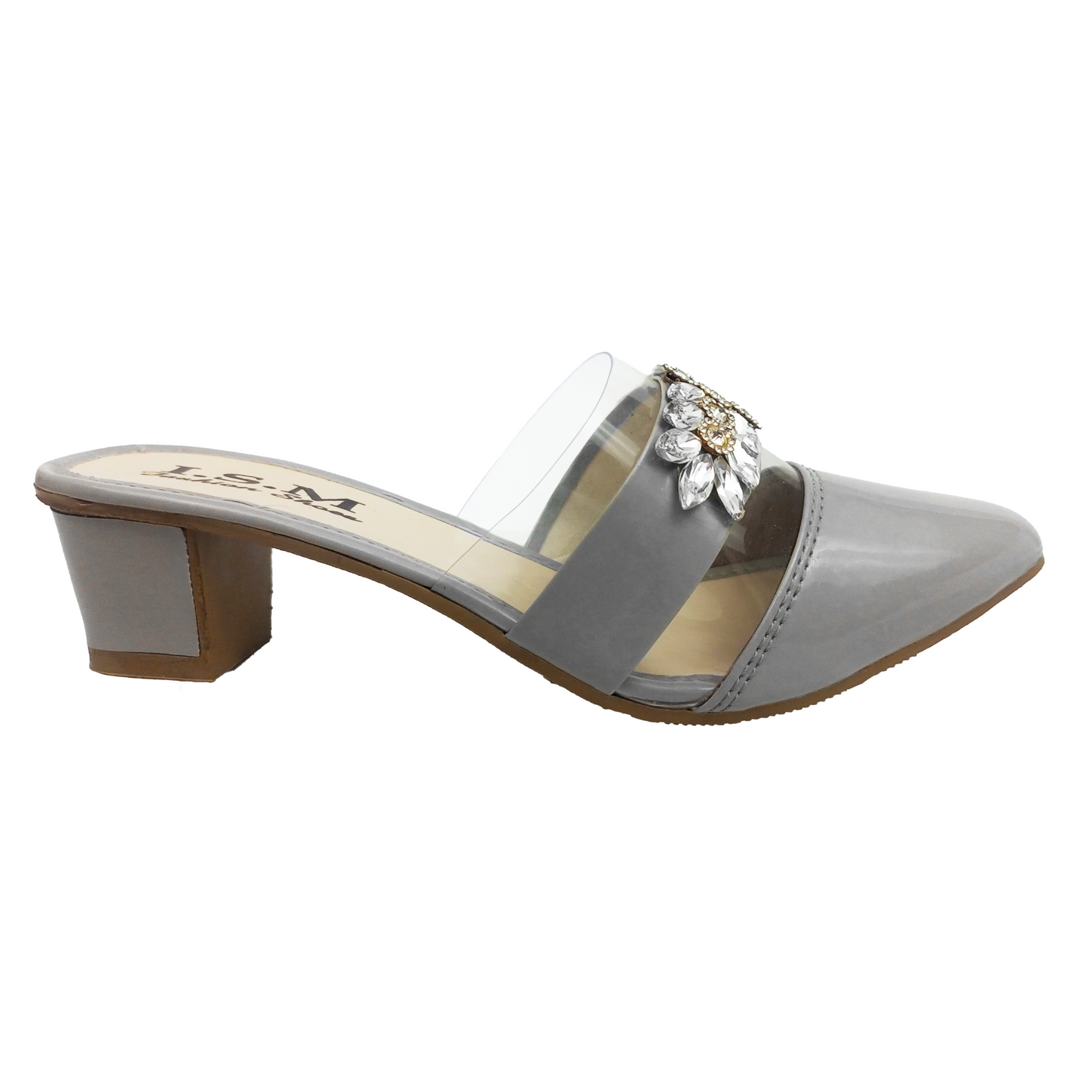 Half Cover Fancy Heel pumps Grey